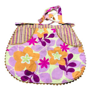Girls Kids Cooking Apron Floral Multicolor Adjustable Strap Lightweight